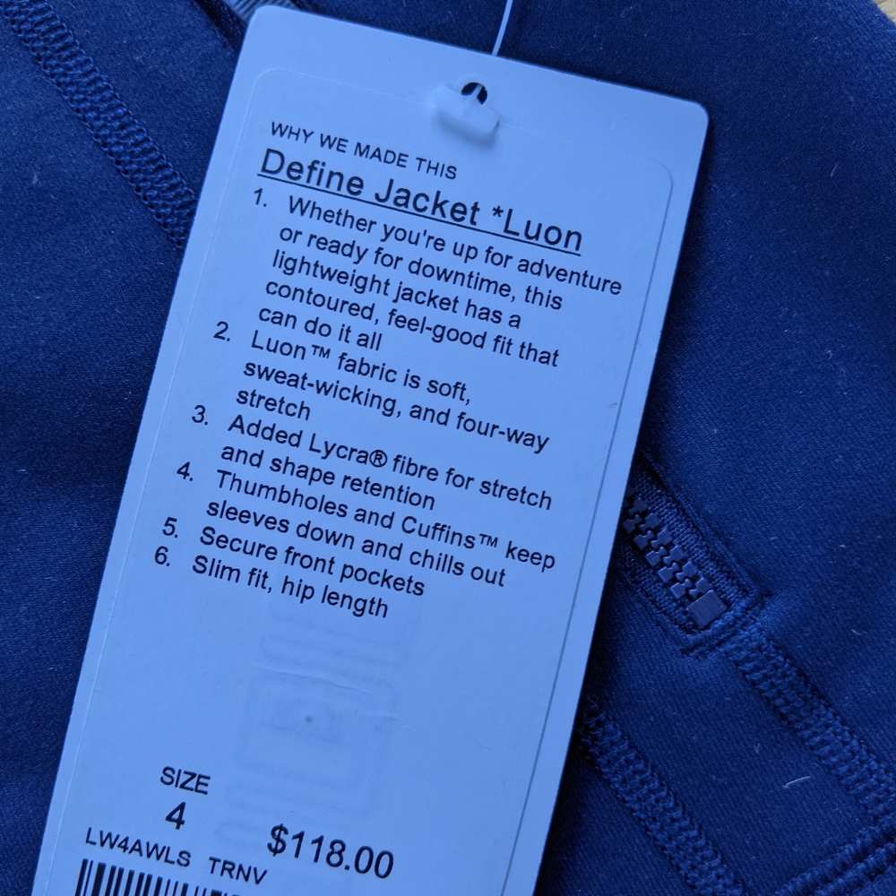 NWT Lululemon Define Luon Jacket - blue - Picture 3 of 6